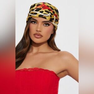 🔥 ED HARDY By Fashion Nova Leopard and Red Headscarf. Beautifully made!! NEW